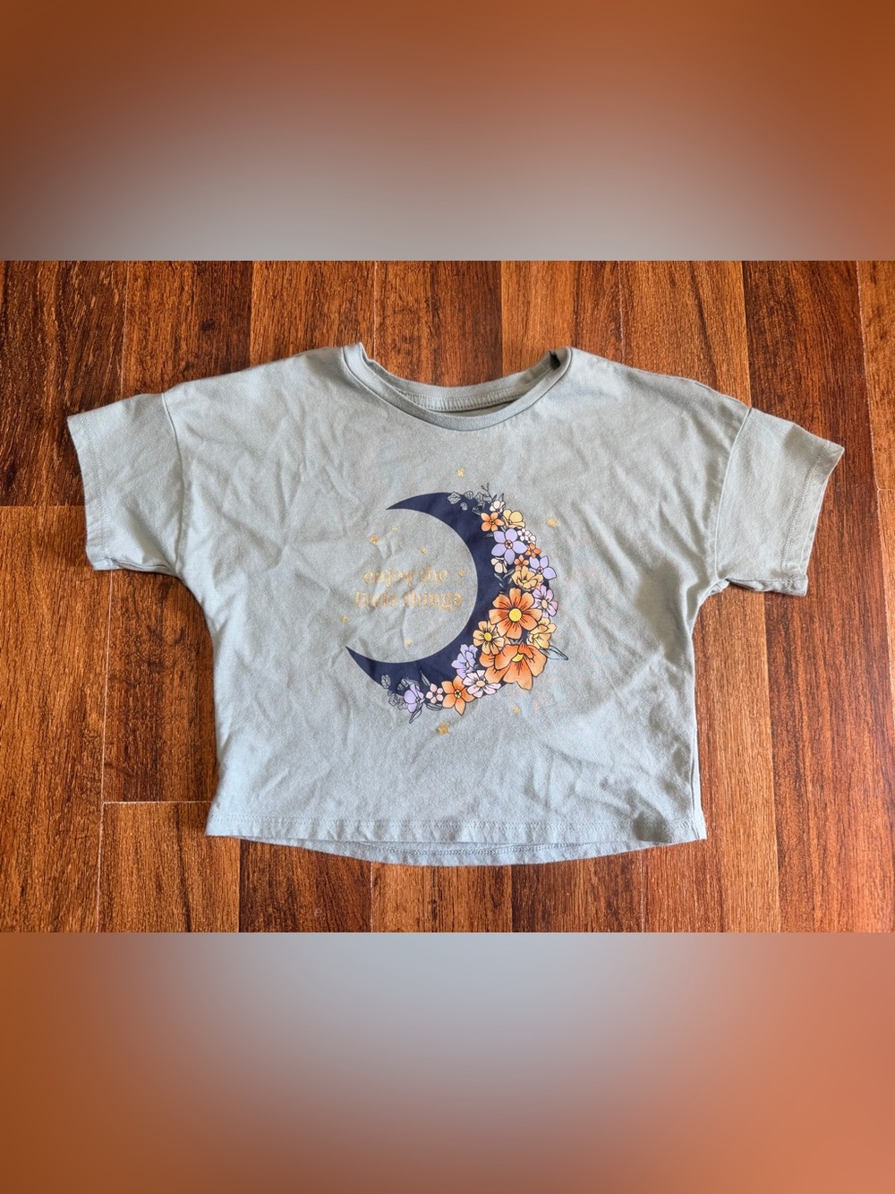 wonder nation Light Blue Tee with Navy Crescent and Floral Graphic